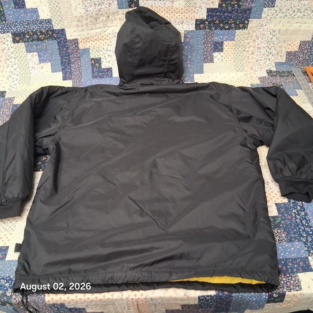 Vintage 90s Nike Reversible Jacket Womens Medium 8 10 Black Yellow Hooded Anorak